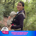 mujer con portabebés para recién nacido