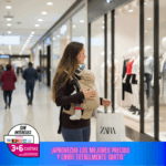 mama pasea por centro comercial con bebé en portabebés