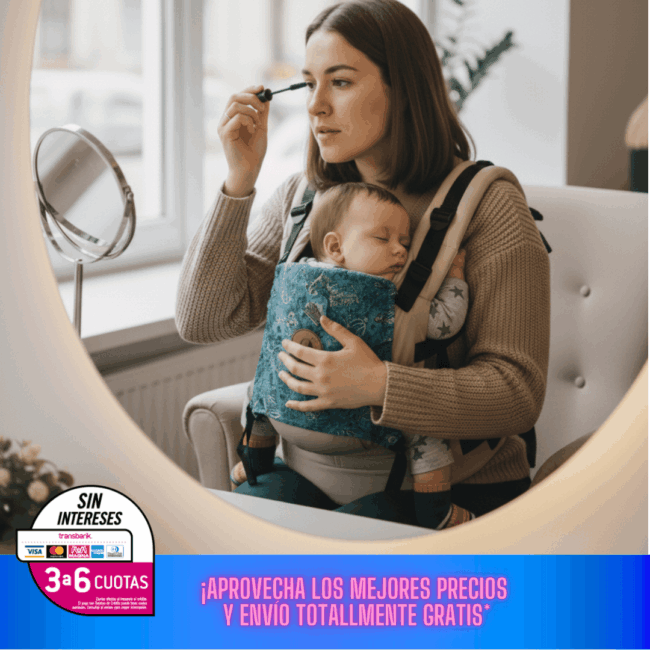 mama se maquilla con portabebes