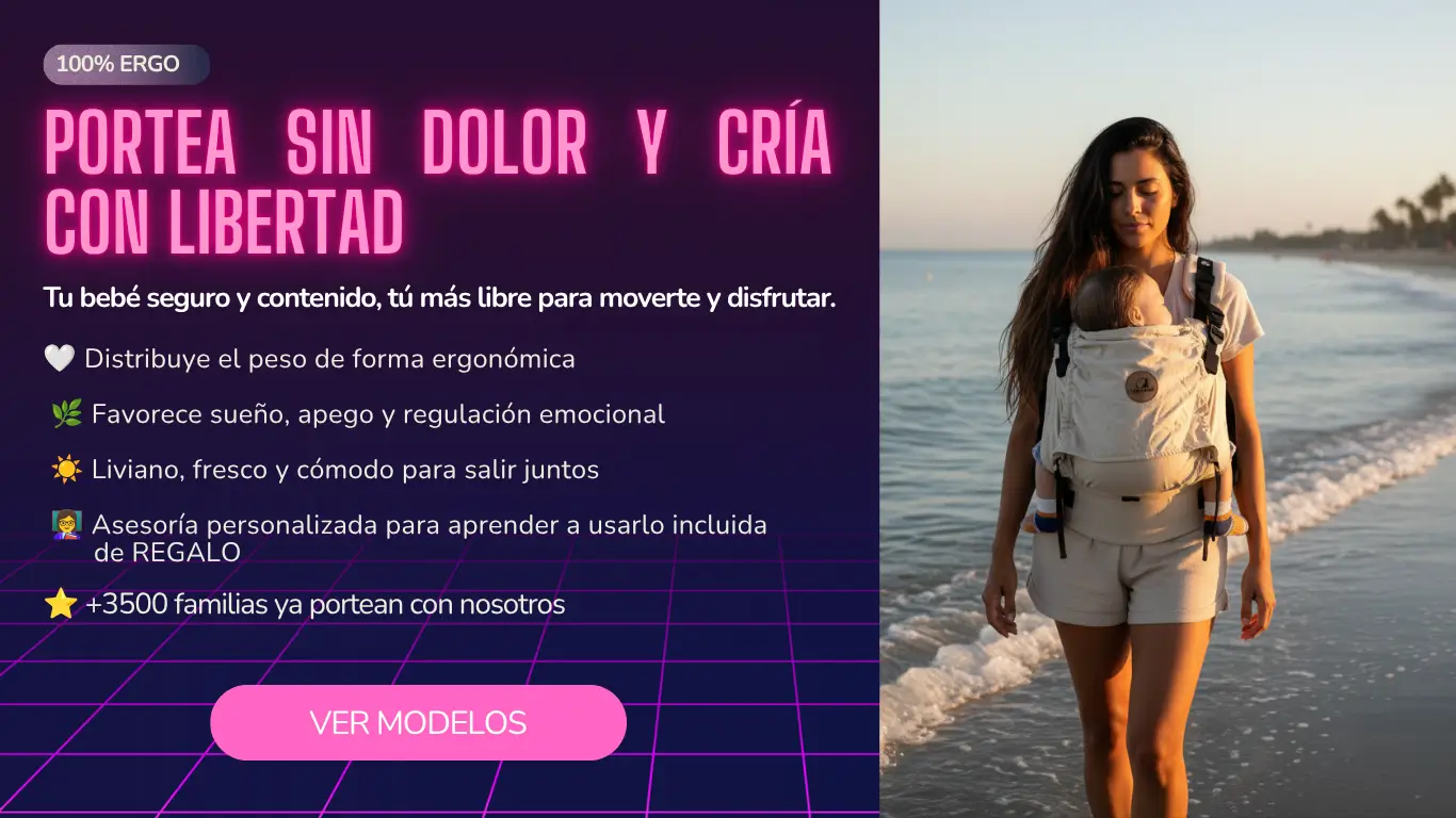 madre con portabebes ergonomico en oferta cyber day