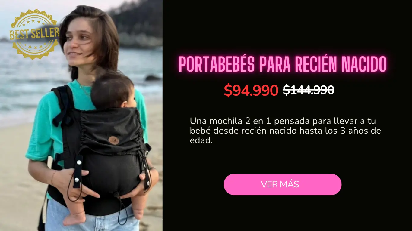 madre con bebé portea con porteo ergonómico a su bebé